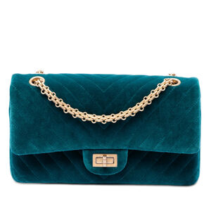 Pre-Loved Chanel Chevron Velvet Reissue 2.55 Double Flap 225